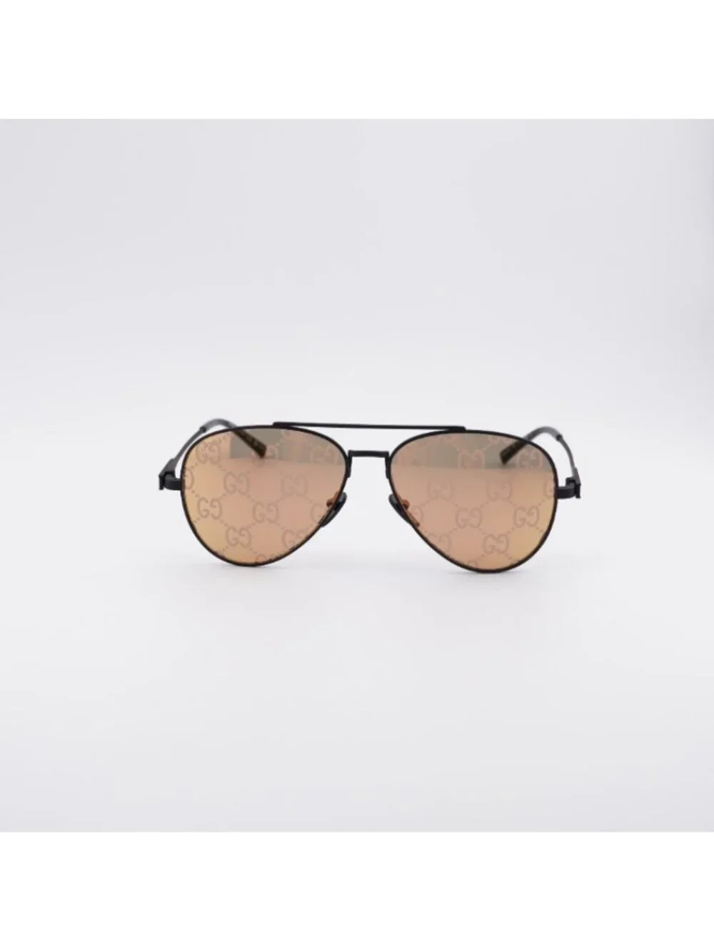 Gucci GG1874S 005 Sunglasses Black Aviator Frame, Orange Mirror with GG Pattern